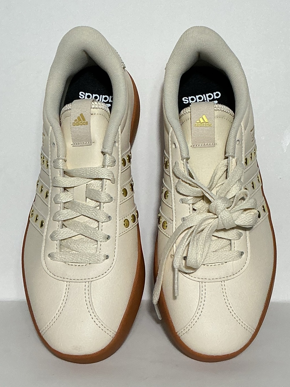 Adidas VL Court Sneakers Wonder White Gold Gum Sole Size 7 NWOT - Picture 9 of 14